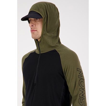 Tričko Mons Royale Temple Merino Air-Con Hood dark olive/black 2024 - 5