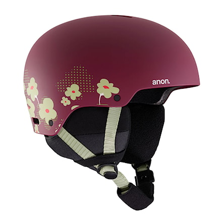 Snowboard Helmet Anon Rime 3 flower maroon 2020 - 1