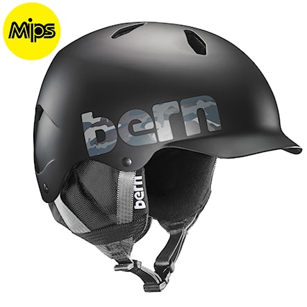 Kask snowboardowy Bern Bandito Jr Mips matte black camo logo 2018 - 1