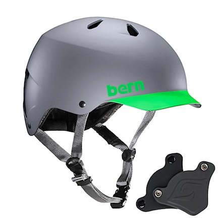 Skateboard Helmet Bern Watts H2O WEP matte grey neon green brim 2018 - 1