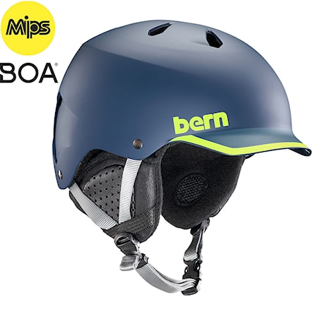 Snowboard Helmet Bern Watts Mips matte navy/hyper green trim 2020 - 1