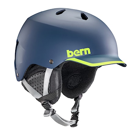 Snowboard Helmet Bern Watts satin navy/hyper green trim 2021 - 1