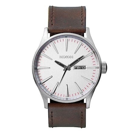 Hodinky Nixon Sentry Leather silver/brown 2018 - 1
