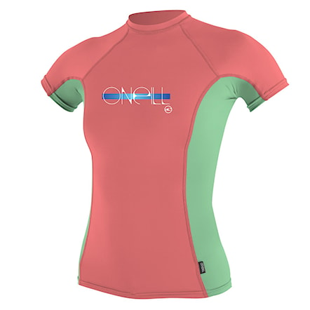 Lycra O'Neill Girls Skins S/s Crew coral/mint/coral 2017 - 1