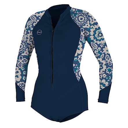 Wetsuit O'Neill Wms Bahia 2/1 Front Zip L/S Short Spring french navy/christina floral 2023 - 1