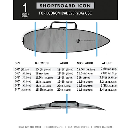 Surfboard Bag Creatures Shortboard Icon Lite 5'6' silver black - 5