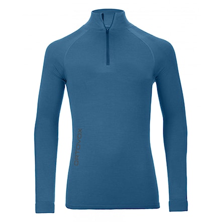 T-shirt ORTOVOX Competition Long Sleeve Zip Neck blue sea 2018 - 1
