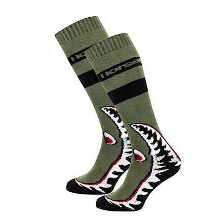 Snowboard Socks Horsefeathers Shark Snow olive 2024 - 1
