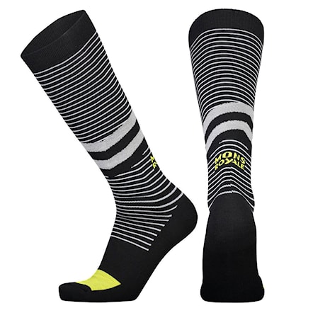Snowboard Socks Mons Royale Lift Access Sock black/white stripe/citrus 2019 - 1