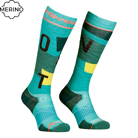 Snowboard Socks ORTOVOX Freeride Long Socks Cozy Women's ice waterfall 2025 - 1