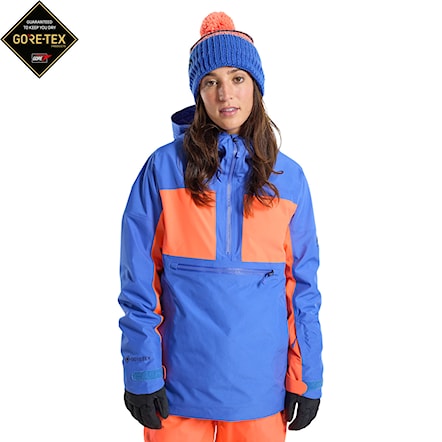 Kurtka snowboardowa Burton Wms Gore Pillowline Anorak amparo blue/tetra orange 2023 - 1