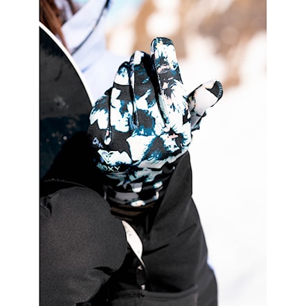 Snowboard Gloves Roxy Hydrosmart Liner true black black flowers 2023 - 3