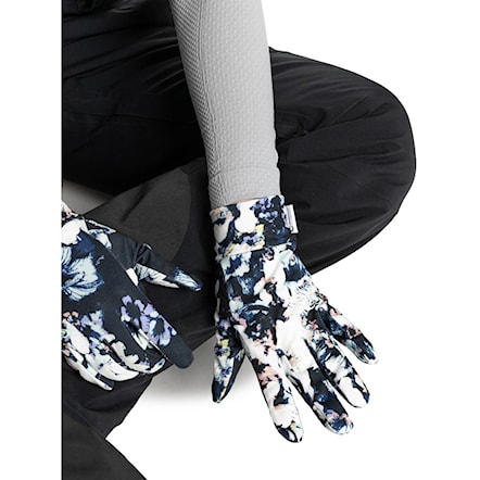 Snowboard Gloves Roxy Hydrosmart Liner true black black flowers 2023 - 4