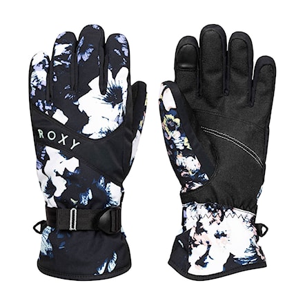 Snowboard Gloves Roxy Jetty true black black flowers 2023 - 1