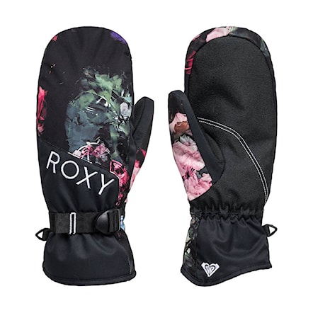 Snowboard Gloves Roxy Roxy Jetty Girl Mitt true black blooming party 2021 - 1