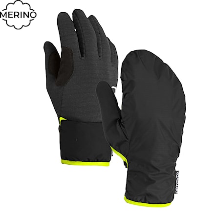 Snowboard Gloves ORTOVOX Fleece Grid Cover black raven 2024 - 1