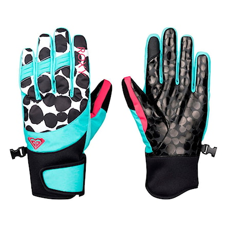 Snowboard Gloves Roxy High Five irregular dots true black 2017 - 1