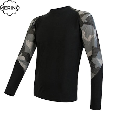 Koszulka Sensor Merino Impress czarny/camo 2021 - 1