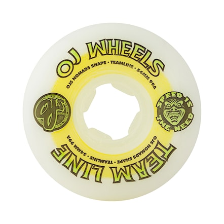 Skateboard Wheels OJ 54Mm Team Line Original White Yellow/Green Hardline 99A 2024 - 1