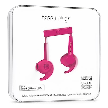 Headphones Happy Plugs In-Ear Sport Mfi cerise - 1