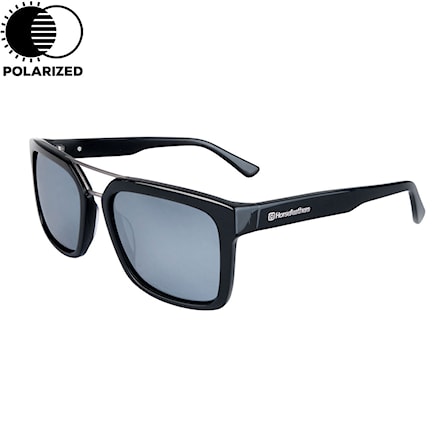 Sunglasses Horsefeathers Cartel gloss black | mirror white polarized 2018 - 1