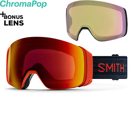 Gogle snowboardowe Smith 4D Mag red rock | cp sun red mirror+cp storm yellow flash 2020 - 1