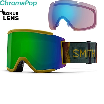 Snowboard Goggles Smith Squad XL spray camo | cp sun green mirror+cp storm rose flash 2020 - 1