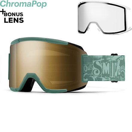 Snowboardové okuliare Smith Squad cactus zine | cp sun black gold mirror+clear 2026 - 1