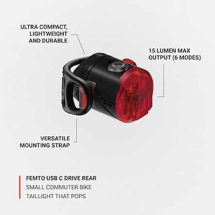 Bike Light Lezyne Femto USB C Drive Rear black - 3