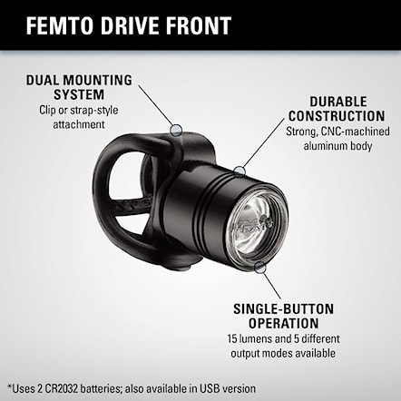 Oświetlenie rowerowe Lezyne Led Femto Drive Front black/hi gloss - 2