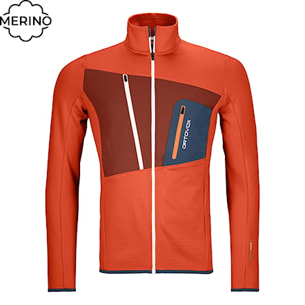 Bluza techniczna ORTOVOX Fleece Grid Jacket desert orange 2023 - 1