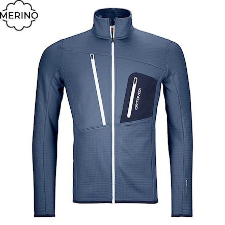 Technická mikina ORTOVOX Fleece Grid Jacket night blue 2021 - 1