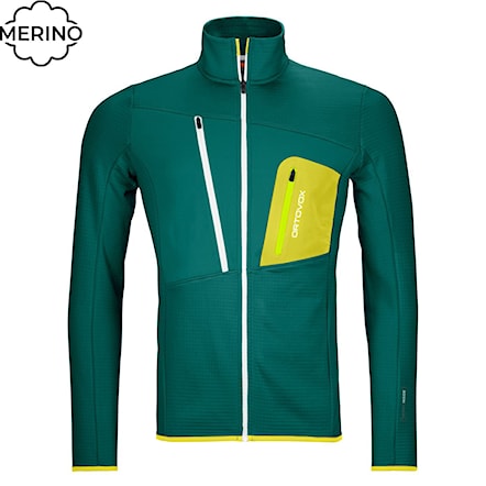 Technická mikina ORTOVOX Fleece Grid Jacket pacific green 2024 - 1