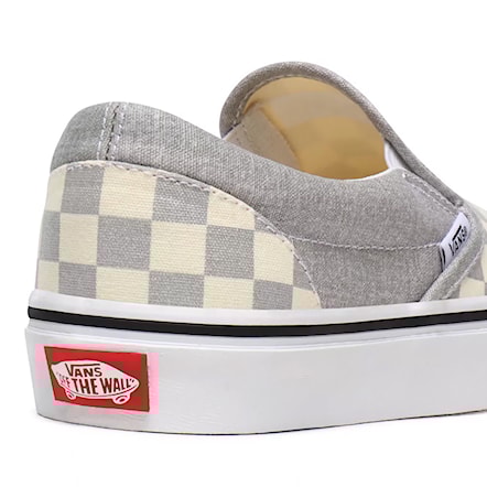 silver checkered slip on vans