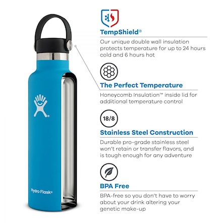 HYDRO FLASK - Water Bottle 621 ml (21 oz) with Flex Straw Cap - Vacuum  Insulated Stainless Steel Reusable Water Bottle - Leakproof Lid - Hot and  Cold