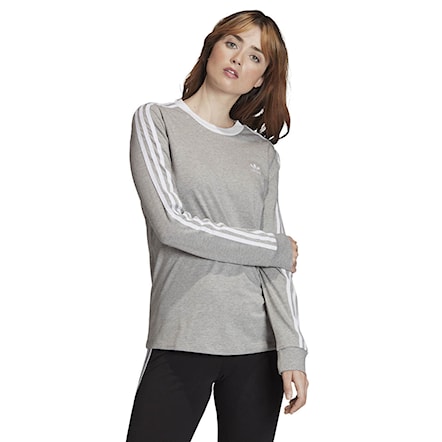 Tričko Adidas 3-Stripes Ls medium grey heather/white 2020 - 1