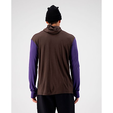 T-shirt Mons Royale Yotei Powder Hood Ls violet/cedar/black 2025 - 2