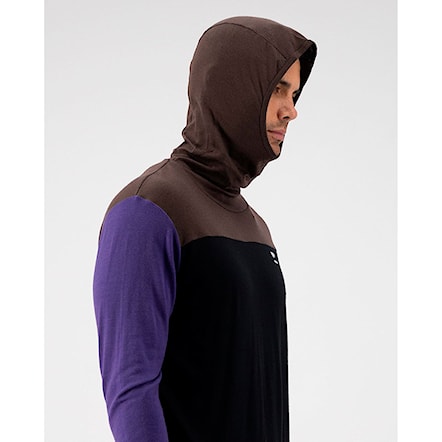 T-shirt Mons Royale Yotei Powder Hood Ls violet/cedar/black 2025 - 3