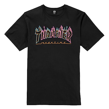 T-shirt Thrasher Double Flame Neon Logo black 2022 - 1