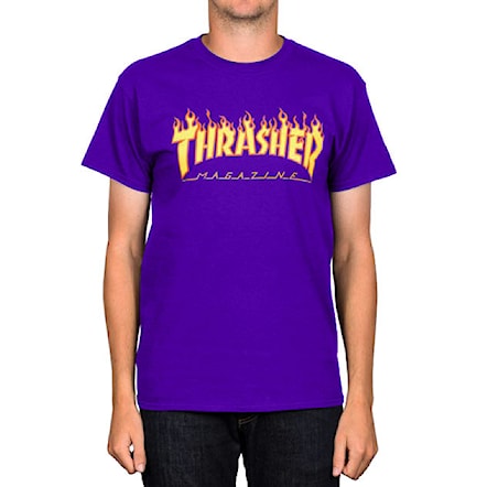 T-shirt Thrasher Flame Logo purple 2017 - 1