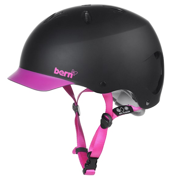 Helma na skateboard Bern Lenox matte black/magenta brim 2013 - 1