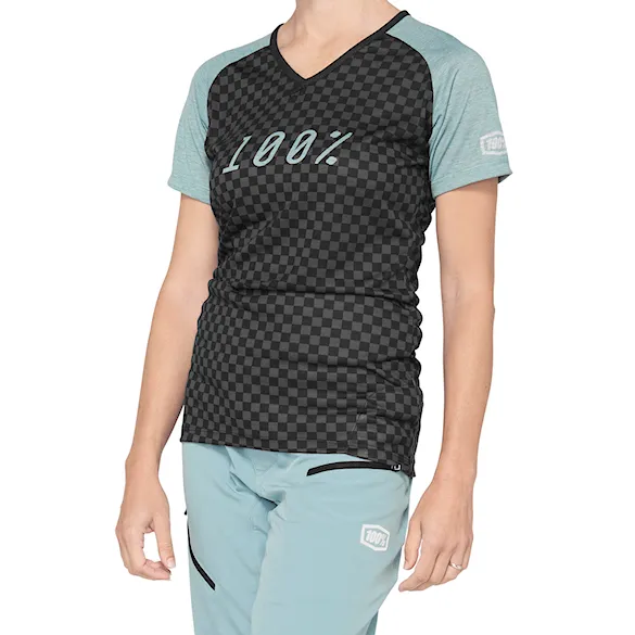 Bike dres 100% Wms Airmatic Jersey seafoam checkers 2021 - 1