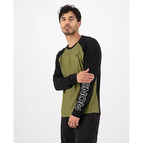 Bike dres Mons Royale Tarn Merino Bike Wind Jersey fern/black 2025 - 3