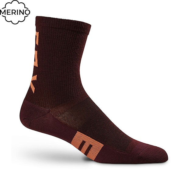 Bike Socks Fox Wms 6" Flexair Merino dark maroon 2022 - 1