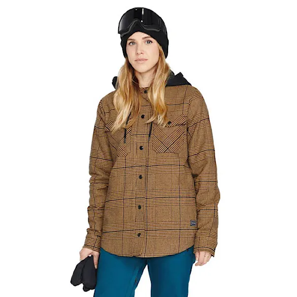 Kurtka snowboardowa Volcom Wms Hooded Flannel caramel 2023 - 1