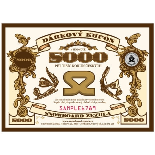 Dárkový kupón SNOWBOARD ZEZULA 5000 Kč - 1