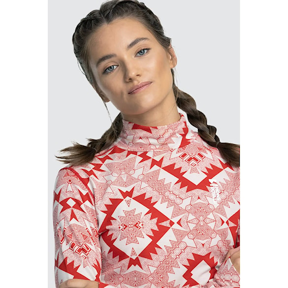 Koszulka Mons Royale Wms Cascade Mock Neck LS retro red nordtek 2023 - 3