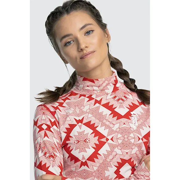 Tričko Mons Royale Wms Cascade Mock Neck LS retro red nordtek 2023 - 3