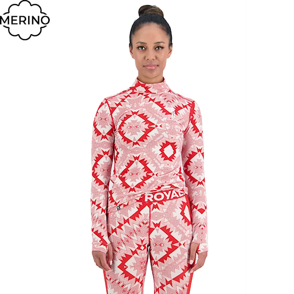 Koszulka Mons Royale Wms Cascade Mock Neck LS retro red nordtek 2023 - 1