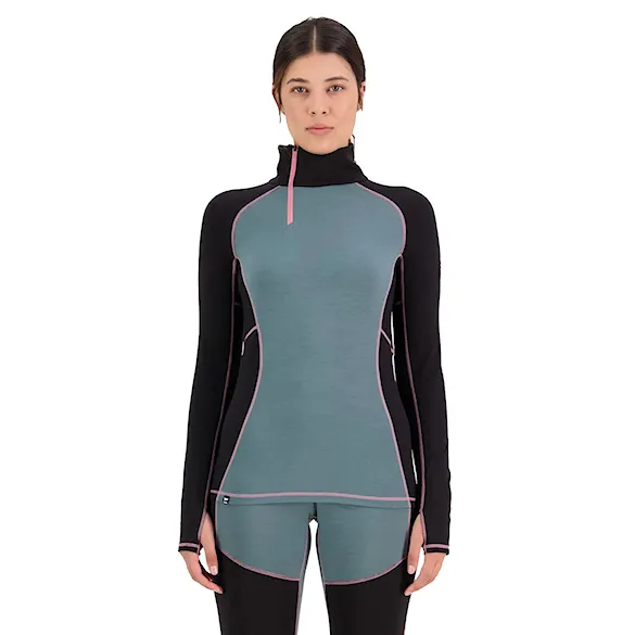 Tričko Mons Royale Wms Olympus Half Zip burnt sage/black 2023 - 1